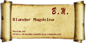 Blander Magdolna névjegykártya